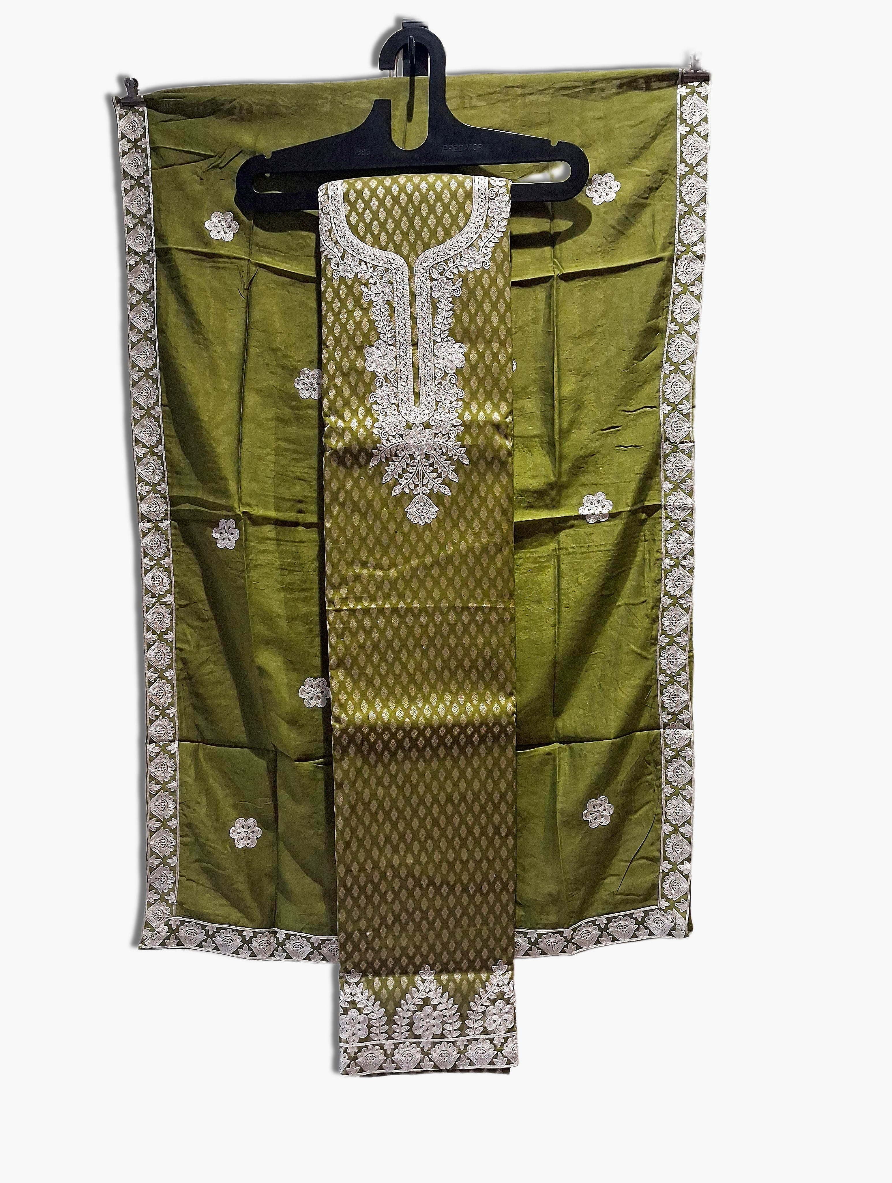 Embroidered Cotton Silk Blend Suit