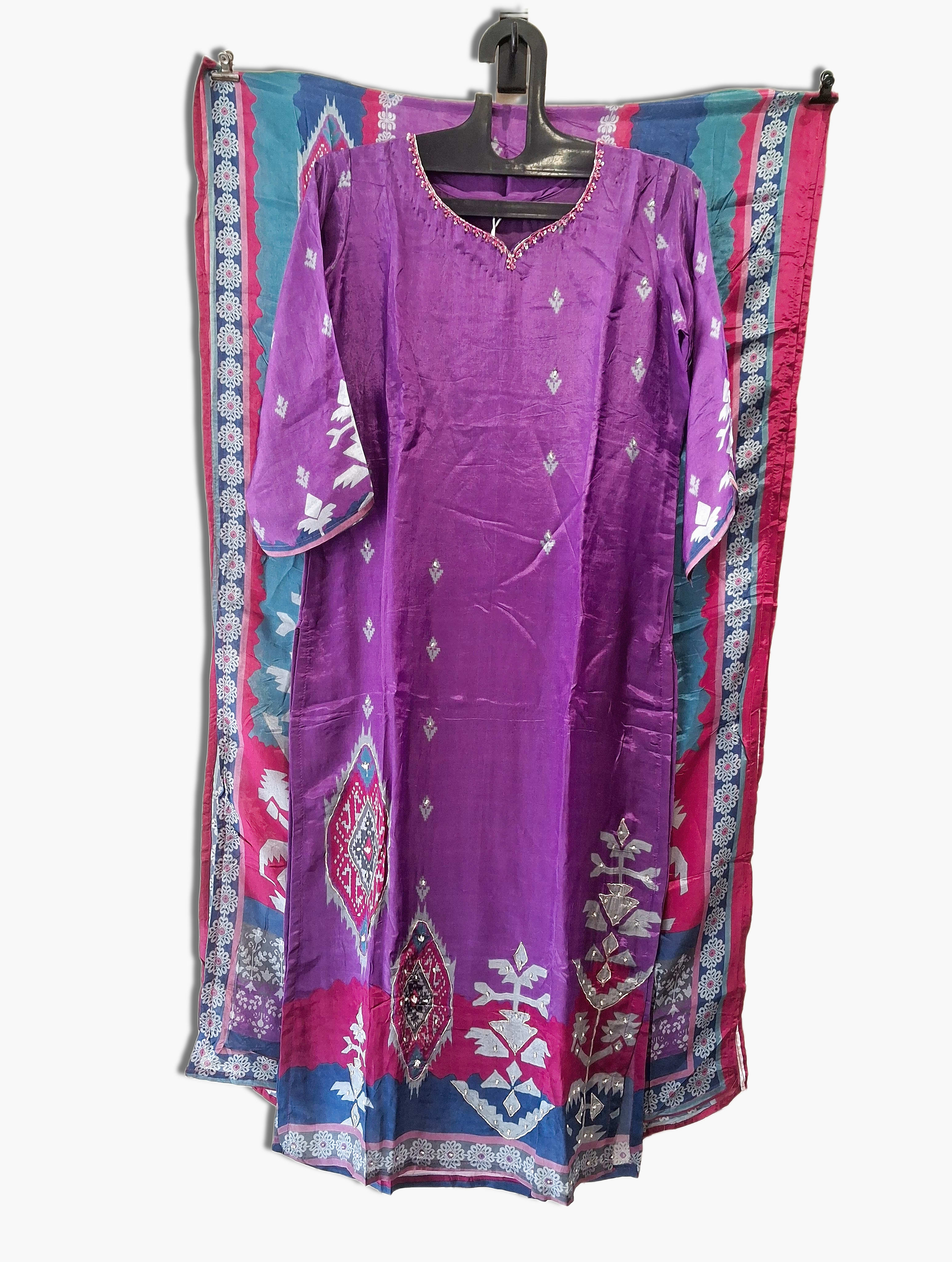 Muslin Purple Suit, Size M