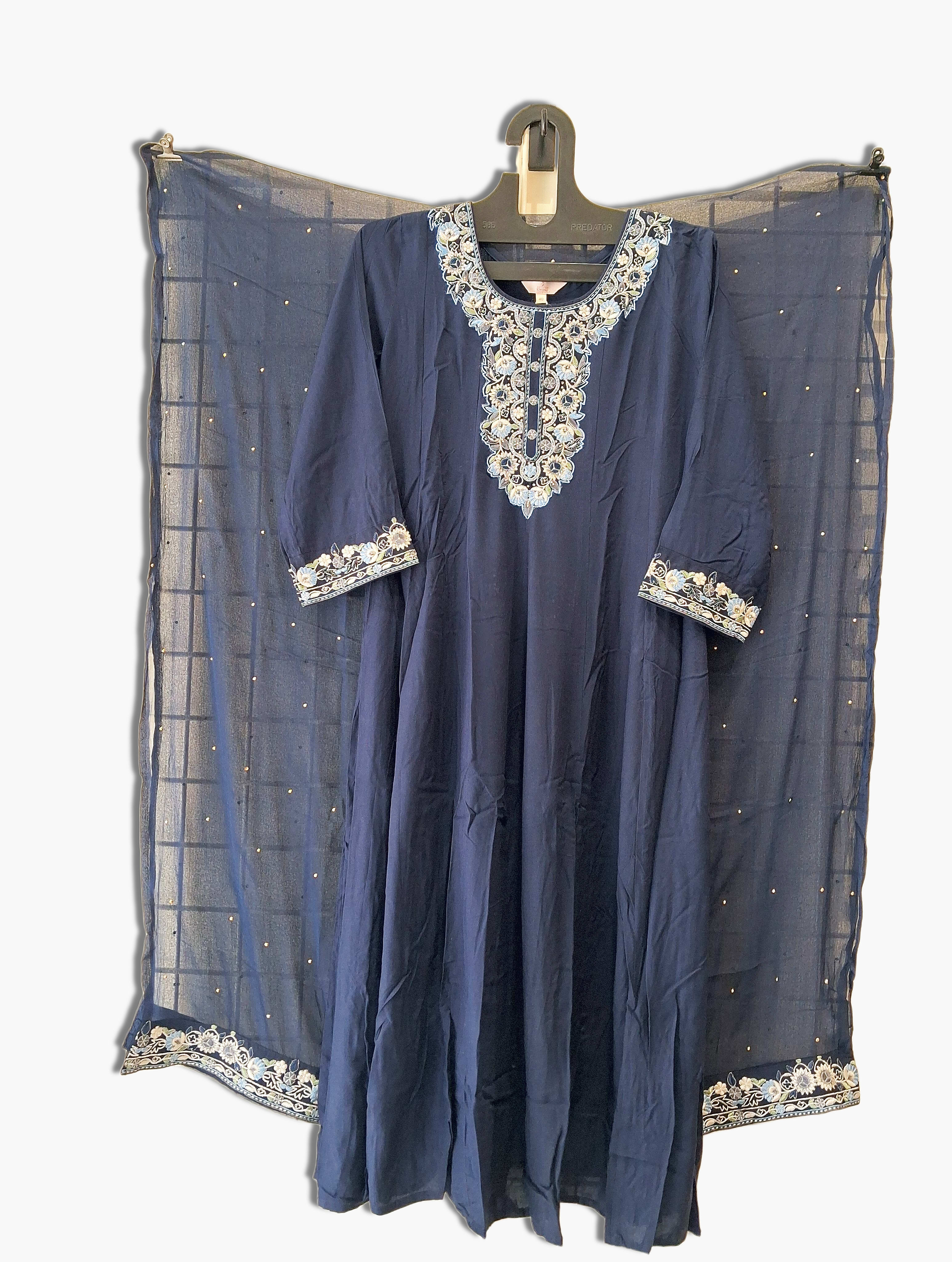 Anarkali Suit With Embroidery On Neck, Sleeves And Dupatta