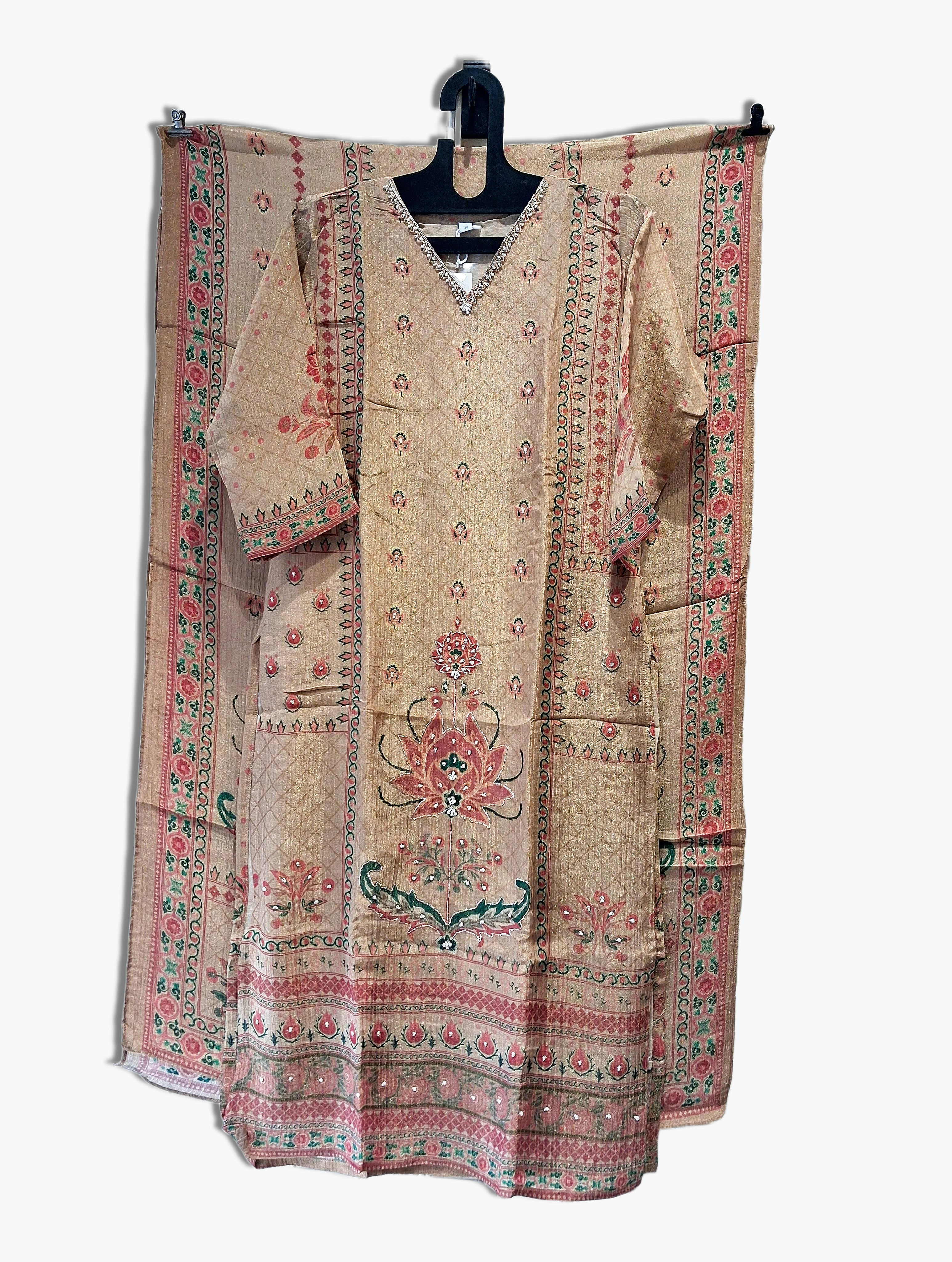 Golden Tissue Silk Suit Size M