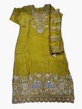 Silk Party Wear Suit, Parrot Green, Size XL